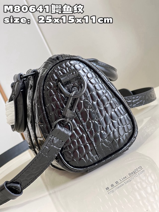 LV專櫃2023新款Keepall系列迷你版手提包 M80641鱷魚紋 路易威登男士手袋 dn1450